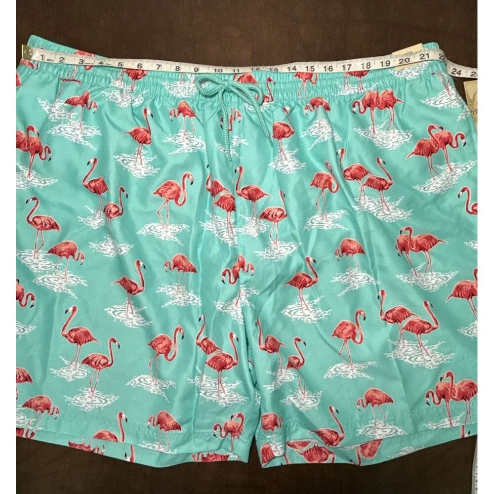 NWT Caribbean Swimwear Swim Shorts Trunks Pink Flamingo Sz 3X B Big Man